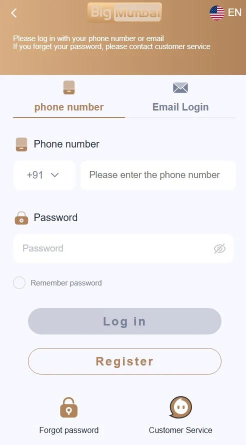 Big mumbai login page